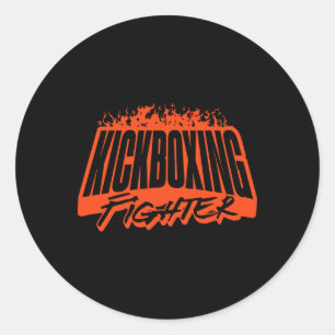 Pegatina Redonda Luchador de kickboxing, Entrenamiento, Ropa deport