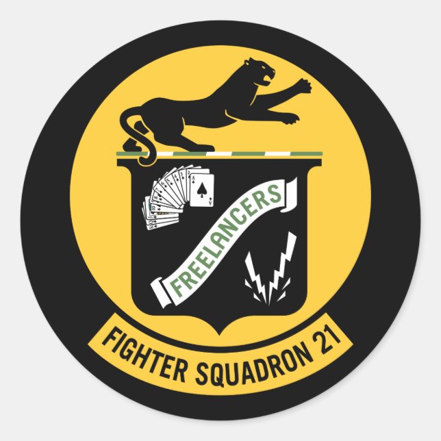 Pegatina Redonda Luchador Escuadrón Veintiuno VF-21 (Anverso)
