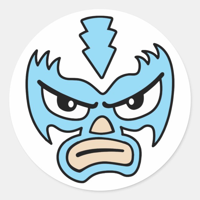 Pegatina Redonda Luchador Love Blue Mask Caroon Face Meme gráfico T (Anverso)