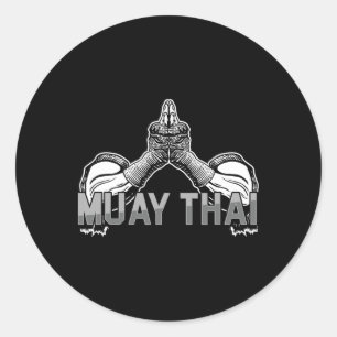 Pegatina Redonda Luchador Muay Thai Deportes Mma Artes Marciales Ta
