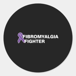 Pegatina Redonda Luchador Por La Conciencia De La Fibromialgia