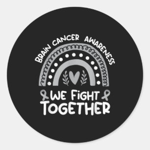 Pegatina Redonda Luchamos juntos contra el cáncer cerebral Concienc