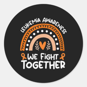 Pegatina Redonda Luchamos juntos contra la leucemia Conciencia Leuc