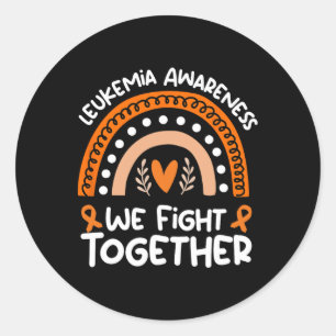 Pegatina Redonda Luchamos juntos contra la leucemia Conciencia Leuc