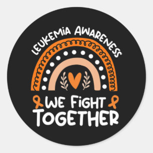 Pegatina Redonda Luchamos juntos contra la leucemia Conciencia Leuc