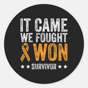 Pegatina Redonda Luchamos y ganamos la conciencia de la leucemia en