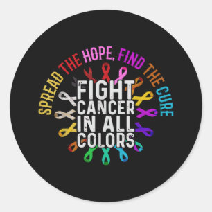 Pegatina Redonda Luchar contra el cáncer en todos y cada color - Ci