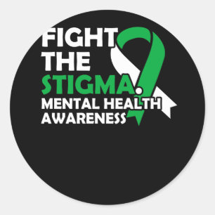 Pegatina Redonda Luchar Contra El Estigma. Conciencia sobre la salu