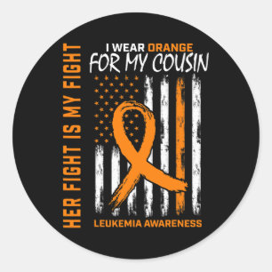Pegatina Redonda Luchar contra el uso Naranja Primo Leucemia Concie
