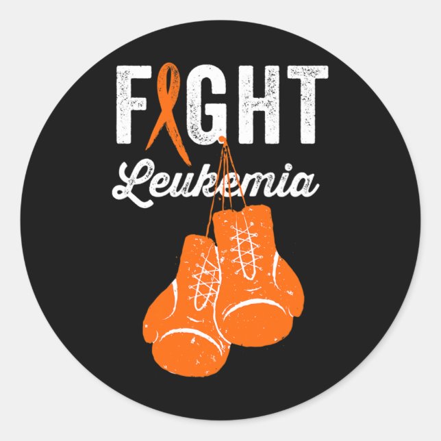Pegatina Redonda Luchar contra la leucemia Guerrero Concienciación  (Anverso)