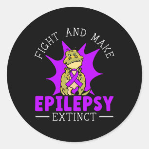 Pegatina Redonda Luchar Y Hacer Que La Epilepsia Extintiva Concienc