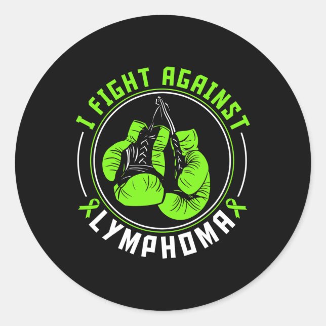 Pegatina Redonda Lucho Concienciación Sobre El Linfoma Apoyo Guante (Anverso)