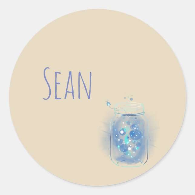 Pegatina Redonda Luciérnagas en Jar personalizadas (Anverso)