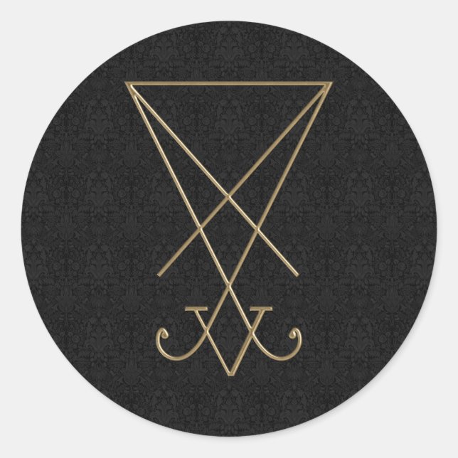 Pegatina Redonda Lucifer Alchemy Sigil Arte Gótico (Anverso)