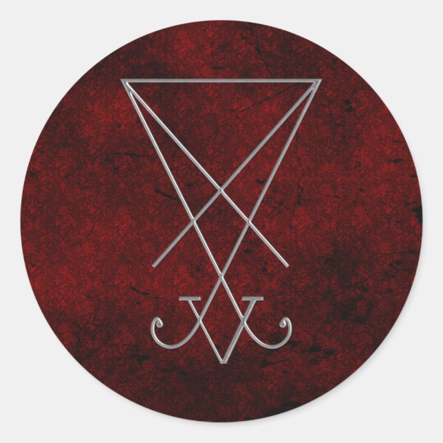 Pegatina Redonda Lucifer Alchemy Sigil Arte Gótico (Anverso)