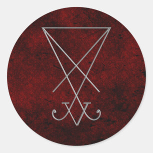 Pegatina Redonda Lucifer Alchemy Sigil Arte Gótico