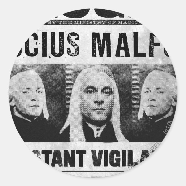 Pegatina Redonda Lucius Malfoy Quería Poster (Anverso)
