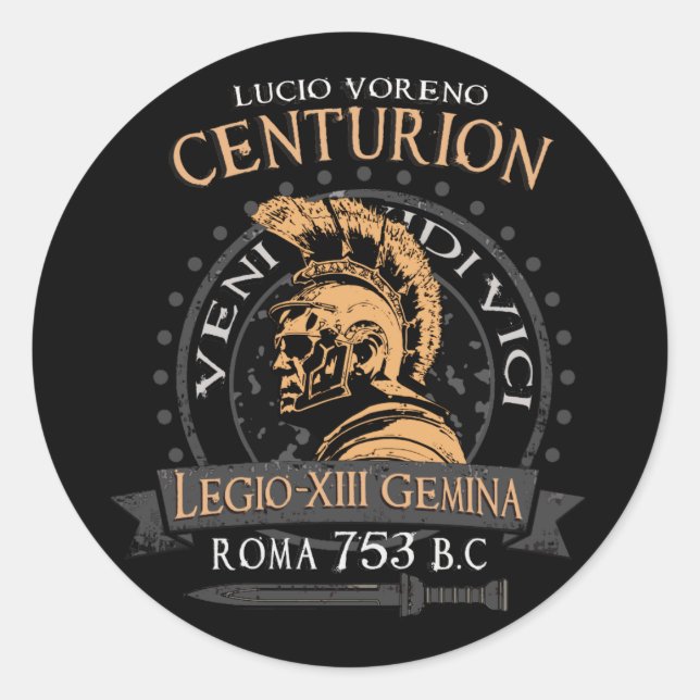 Pegatina Redonda Lucius Voreno, un famoso Ro clásico del Centurión  (Anverso)