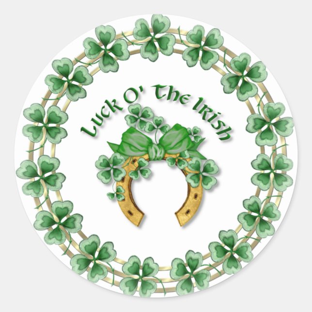 Pegatina Redonda Luck O' The Irish (Anverso)