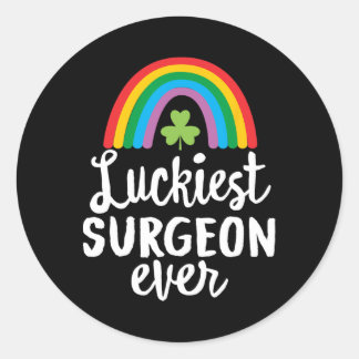 Pegatina Redonda Luckiest Surgeon Ever St Patrick Day Shamrocks 