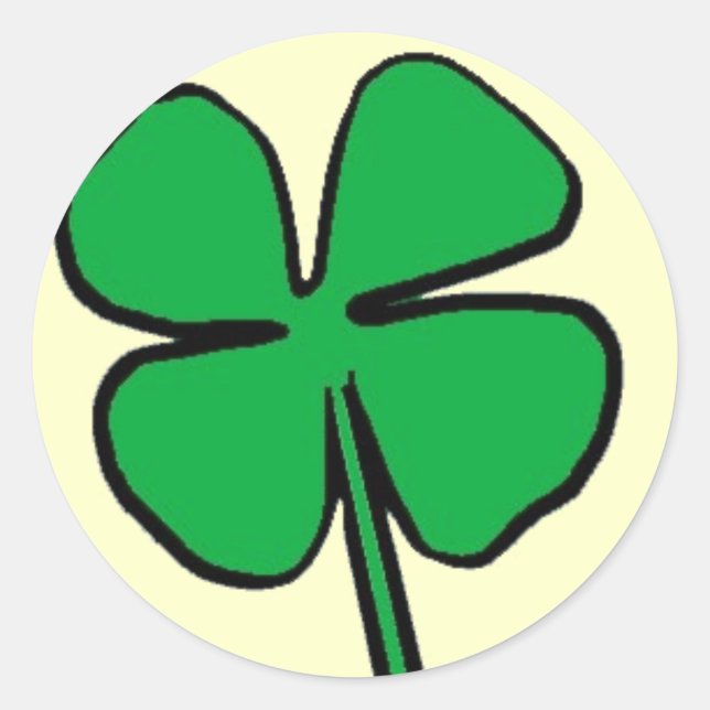 Pegatina Redonda Lucky 4 Leaf (Anverso)