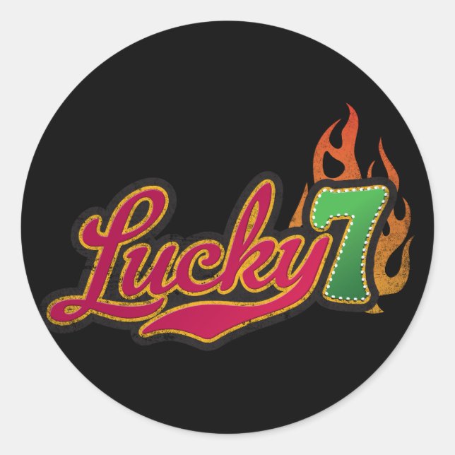 Pegatina Redonda Lucky 7 - Buena suerte (Anverso)