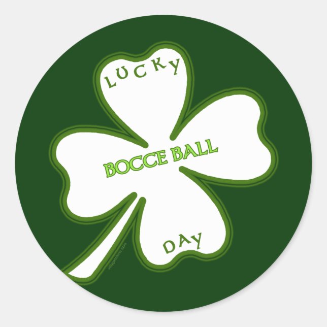 Pegatina Redonda Lucky Bocce Ball (Anverso)