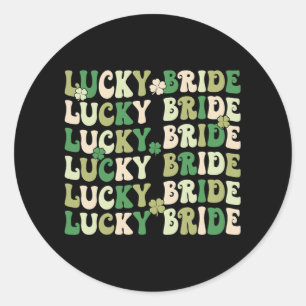 Pegatina Redonda Lucky Bride Groom Parejas Matederas Boda St Patr