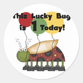 Pegatina Redonda Lucky Bug es camisetas de cumpleaños y regalos