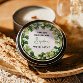 Pegatina Redonda Lucky Charm Baby Shower Shamrock Clover