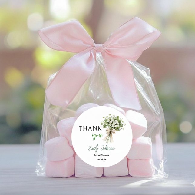 Pegatina Redonda Lucky Charm Bridal Shower Thank You Favor Sticker (Subido por el creador)