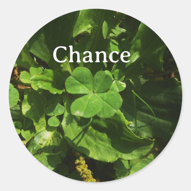 Pegatina Redonda Lucky Charm Sticker - Four Leaf Clover  (Anverso)
