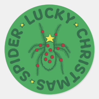 Pegatina Redonda Lucky Christmas Spider