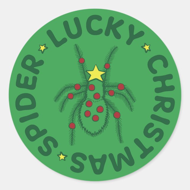 Pegatina Redonda Lucky Christmas Spider (Anverso)