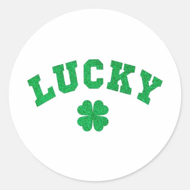 Pegatina Redonda Lucky Clover Saint Patricks Day (Anverso)