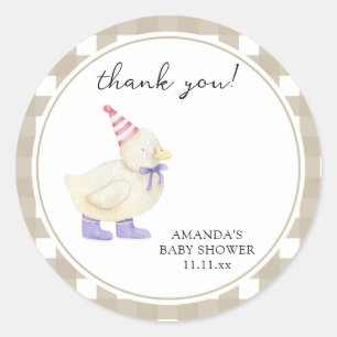 Pegatina Redonda Lucky Duck Baby Shower