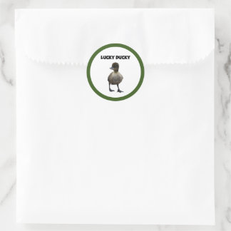 Pegatina Redonda Lucky Duck Funny Cute Duckin Bird Photo Art