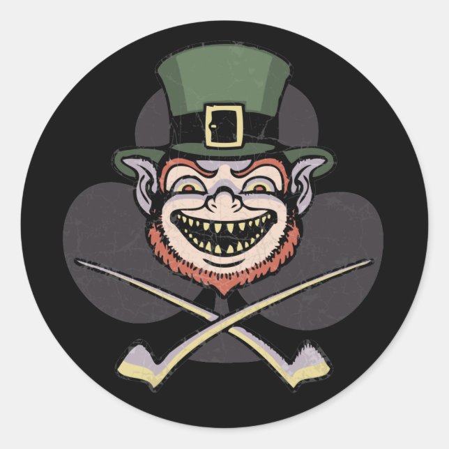 Pegatina Redonda Lucky Evil Leprechaun (Anverso)