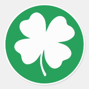 Pegatina Redonda Lucky Four Leaf Clover Pegatinas
