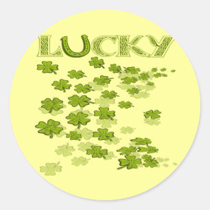 Pegatina Redonda Lucky HorseShoe Shamrock
