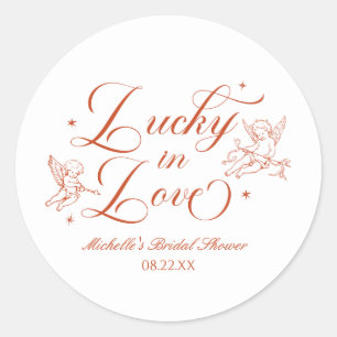 Pegatina Redonda Lucky In Love Vintage Cupid Despedida de Soltera
