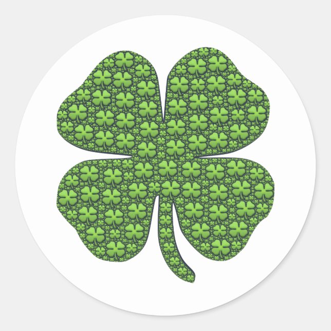 Pegatina Redonda Lucky Irish Clover (Anverso)