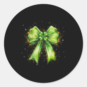 Pegatina Redonda Lucky Irish Shamrock Coquette Bow St.