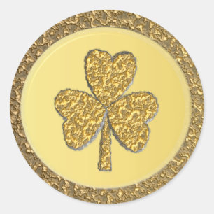 Pegatina Redonda Lucky Irish Shamrock Gold Coin