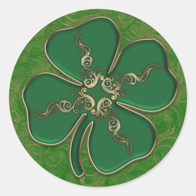 Pegatina Redonda Lucky Irish Shamrock Pegatinas (Anverso)