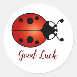Pegatina Redonda Lucky Ladybug Red Naranja Black Ladybird Buena sue