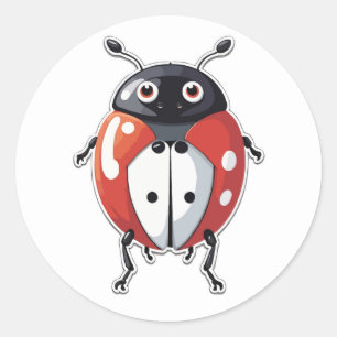 Pegatina Redonda Lucky Ladybug - Un símbolo de la buena fortuna