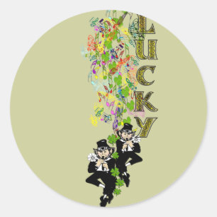 Pegatina Redonda Lucky Leprechaun