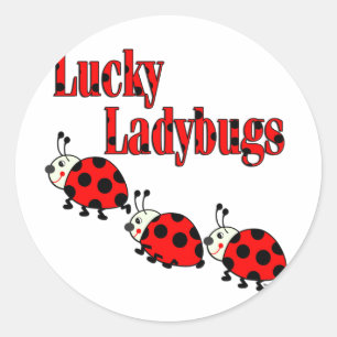 Pegatina Redonda Lucky Little Ladybugs