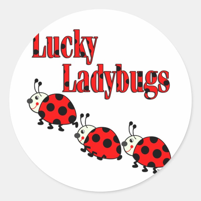 Pegatina Redonda Lucky Little Ladybugs (Anverso)